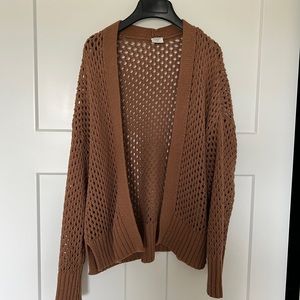 Abercrombie Medium Brown Crochet Cardigan Sweater
